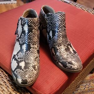 Time and Tru Snakeskin Pattern Ankle Boots